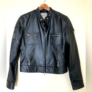 Women’s Leather Moto Jacket Genuine Leather Biker Punk Rockstar Sleek Sexy Sz 12